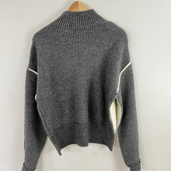 FORE Cream Gray Colorblock Sweater Women Size Medium - Picture 2 of 9